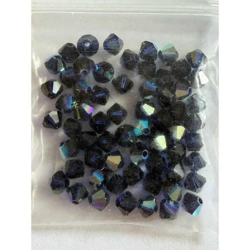 VTG Swarovski Crystal Bicone Beads Mixed Blue Lot 3mm 4mm Bicone and Misc.